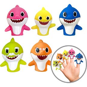 Nickelodeon Baby Shark 5 Pc Finger Puppet Set - Party Favors, Educational, Bath Toys, Story Time, Beach Toys, Playtime,5 Count (Pack of 1)