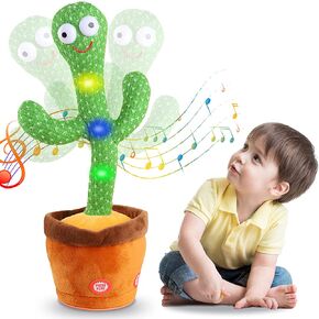 Kids Dancing Talking Cactus for Baby Boys and Girls, Singing Mimicking Recording Repeating What You Say Sunny,Electronic Light Up Plush Toy with 124 English Songs Smart Toy