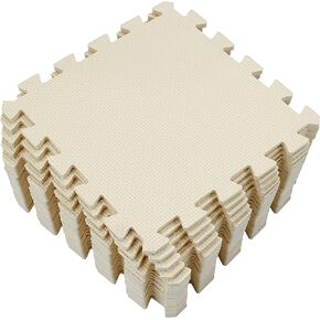 Yostrong® 18 Tiles Interlocking Puzzle Foam Baby Play Mat with Straight Edges for Playing - EVA Babies Crawling Mat | Rubber Floor Work Out Mats for Home Gym. Beige. YOC-Jb18S18