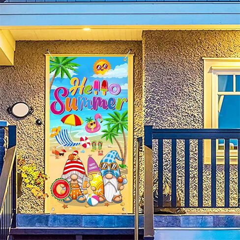 غطاء باب لتزيين حفلات الصيف، لافتة باب بتصميم عبارة Hello Summer مقاس 6 × 2.9 قدم، لافتة باب زينة صيفية للمنزل، غطاء باب بتصميم عبارة Hello Summer in Saudi Arabia