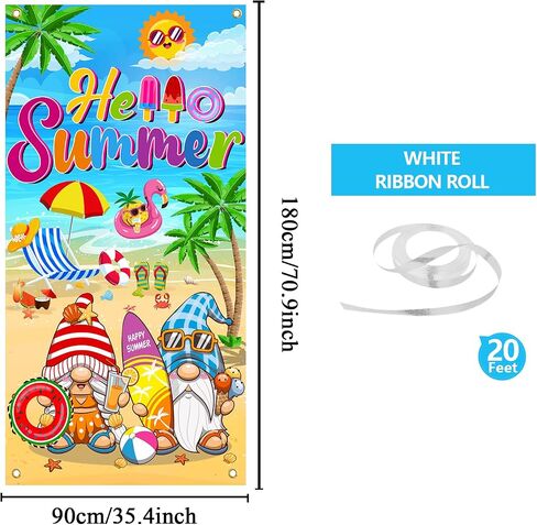 غطاء باب لتزيين حفلات الصيف، لافتة باب بتصميم عبارة Hello Summer مقاس 6 × 2.9 قدم، لافتة باب زينة صيفية للمنزل، غطاء باب بتصميم عبارة Hello Summer in Saudi Arabia