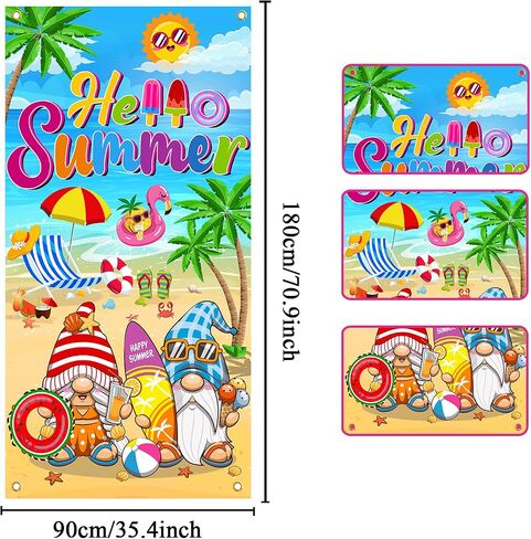 غطاء باب لتزيين حفلات الصيف، لافتة باب بتصميم عبارة Hello Summer مقاس 6 × 2.9 قدم، لافتة باب زينة صيفية للمنزل، غطاء باب بتصميم عبارة Hello Summer in Saudi Arabia