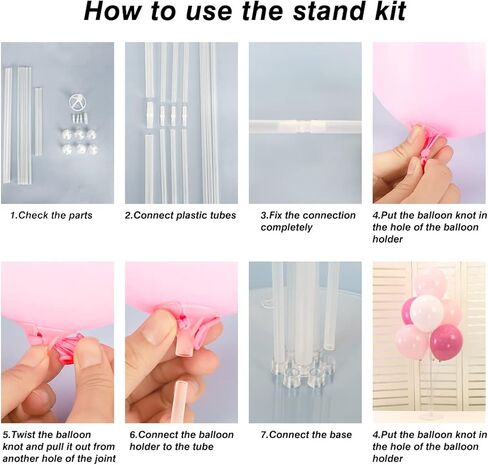 HOLICOLOR 9 Set Balloon Stands for Table, 28" Height Clear Table Balloon Centerpiece Stand with 63 Balloon Cups and Glue for Birthday Party Wedding Festival Balloons Decorations in Kuwait