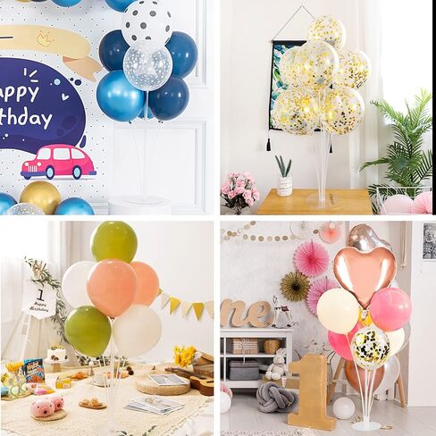 HOLICOLOR 9 Set Balloon Stands for Table, 28" Height Clear Table Balloon Centerpiece Stand with 63 Balloon Cups and Glue for Birthday Party Wedding Festival Balloons Decorations in Kuwait