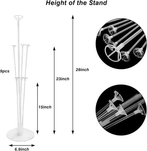 HOLICOLOR 9 Set Balloon Stands for Table, 28" Height Clear Table Balloon Centerpiece Stand with 63 Balloon Cups and Glue for Birthday Party Wedding Festival Balloons Decorations in Kuwait