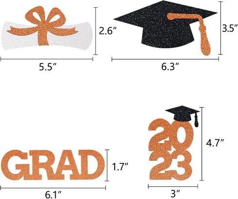 Orange Glitter Graduation Centerpiece Class of Table Signs Grad Sticks Diploma Cap Party Decoration Favors 16 Pieces in Saudi Arabia