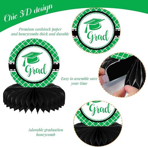 10PCS Class of 2024 Graduation Party Decorations 2024 Congrats Grad Honeycomb Centerpieces Congratulate Graduation Table Toppers for Graduation Party Favor Supplies(Black Blue) in Saudi Arabia