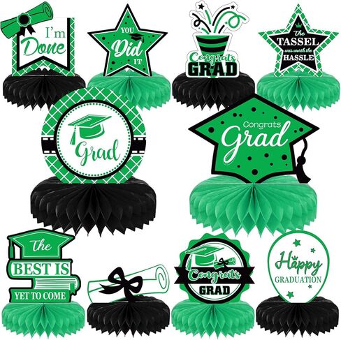 10PCS Class of 2024 Graduation Party Decorations 2024 Congrats Grad Honeycomb Centerpieces Congratulate Graduation Table Toppers for Graduation Party Favor Supplies(Black Blue) in Saudi Arabia