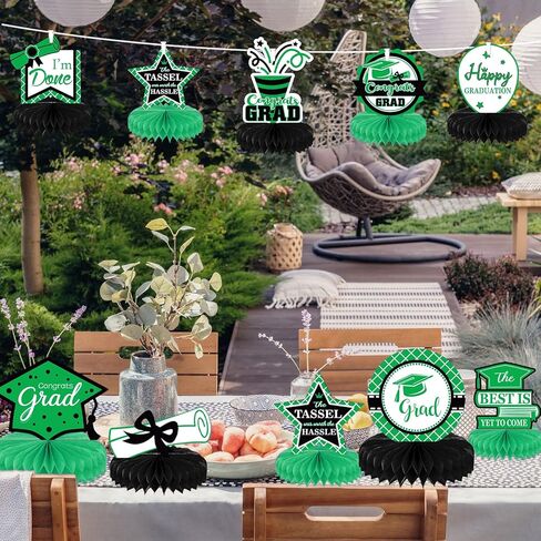 10PCS Class of 2024 Graduation Party Decorations 2024 Congrats Grad Honeycomb Centerpieces Congratulate Graduation Table Toppers for Graduation Party Favor Supplies(Black Blue) in Saudi Arabia