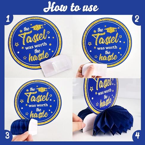 8 PCS Graduation Centerpieces for Tables 2023 Blue and Gold Honeycomb Centerpiece Class of 2023 Graduation Decorations Party Favors in Saudi Arabia