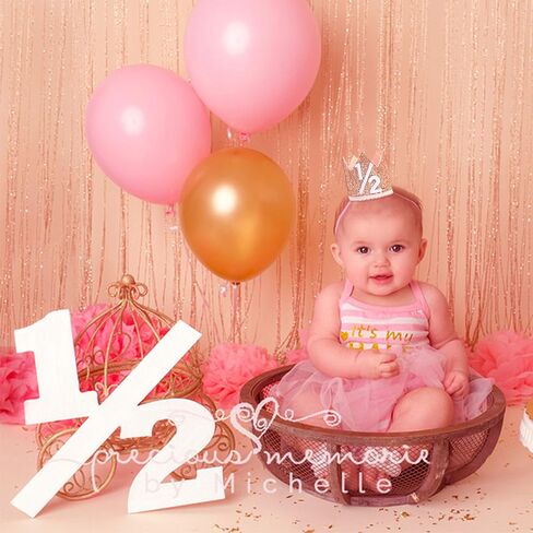 Pink Half Birthday Party Crown - 1/2 Rose Gold Birthday Party Hat, Happy Birthday Crown for Kids, Party Photo Prop, Birthday Party Decorations in Saudi Arabia