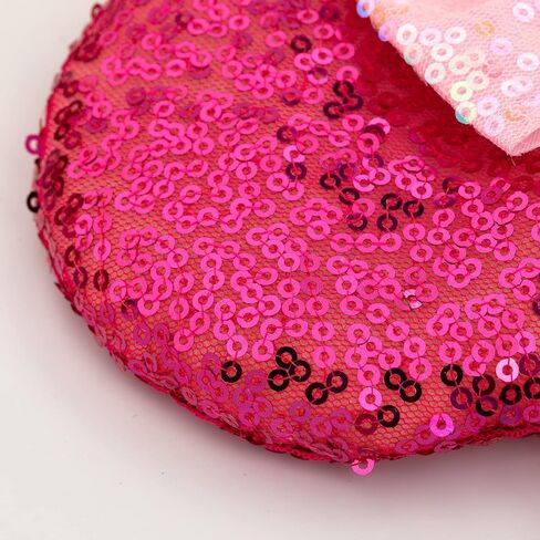 Foeran Mouse Ears Headbands Shiny Bows Mouse Ears Glitter Party Princess Decoration Cosplay Costume for Girls Women (Big red/pink) in Kuwait