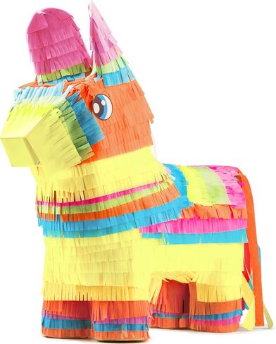 Cinco De Mayo Small Donkey Pinata for Kids Birthday Party, (12.5 x 15.5 x 4.5 in.) for Fun Fiesta Taco Party Supplies, Luau Event Photo Props, Mexican Theme Decoration, Carnivals Festivals, Taco Tuesday Event in Saudi Arabia