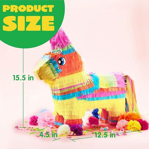 Cinco De Mayo Small Donkey Pinata for Kids Birthday Party, (12.5 x 15.5 x 4.5 in.) for Fun Fiesta Taco Party Supplies, Luau Event Photo Props, Mexican Theme Decoration, Carnivals Festivals, Taco Tuesday Event in Saudi Arabia