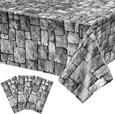 Stone Wall Tablecloths, Medieval Themed Party Decorations Supplies Disposable Plastic Brick Stone Tablecloth Castle Brick Wall Table Covers for Halloween Birthday Party Favors(108 x 54 Inch, 1 Pack) in Saudi Arabia