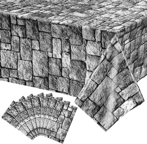 Stone Wall Tablecloths, Medieval Themed Party Decorations Supplies Disposable Plastic Brick Stone Tablecloth Castle Brick Wall Table Covers for Halloween Birthday Party Favors(108 x 54 Inch, 1 Pack) in Saudi Arabia