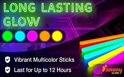 Ammy Glow Glow Sticks (205 Pcs Kit) Bulk Party Pack-100 Pack Glow Sticks with Connectors & Glasses- Party Favors for Kids 8-12- Neon Glow in The Dark Party Supplies for Birthdays & Events in Kuwait