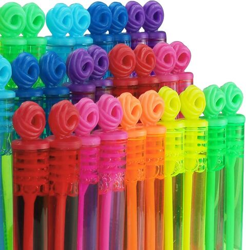 32-Piece 8 Colors Mini Bubble Wands Assortment Party Favors Toys for Kids Child, Christmas Celebration,Thanksgiving New Year, Themed Birthday,Wedding, Bath Time,Summer Outdoor Gifts for Girls Boys in Saudi Arabia