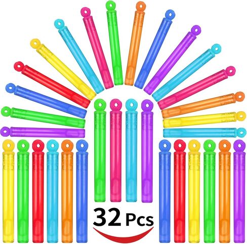 32-Piece 8 Colors Mini Bubble Wands Assortment Party Favors Toys for Kids Child, Christmas Celebration,Thanksgiving New Year, Themed Birthday,Wedding, Bath Time,Summer Outdoor Gifts for Girls Boys in Saudi Arabia