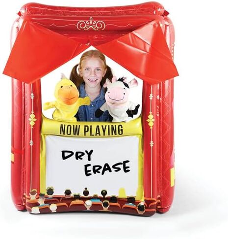 Upper Midland Products Inflatable Puppet Theater and Drive Thru - Puppet Show Theater for Kids with Dry Erase Board - Puppet Show for Kids- Reversible Toddler Drive Thru Play - 28" x 20" x 41"Inches in Saudi Arabia