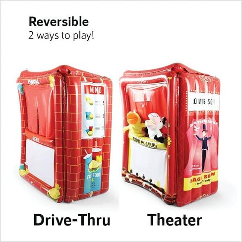 Upper Midland Products Inflatable Puppet Theater and Drive Thru - Puppet Show Theater for Kids with Dry Erase Board - Puppet Show for Kids- Reversible Toddler Drive Thru Play - 28" x 20" x 41"Inches in Saudi Arabia