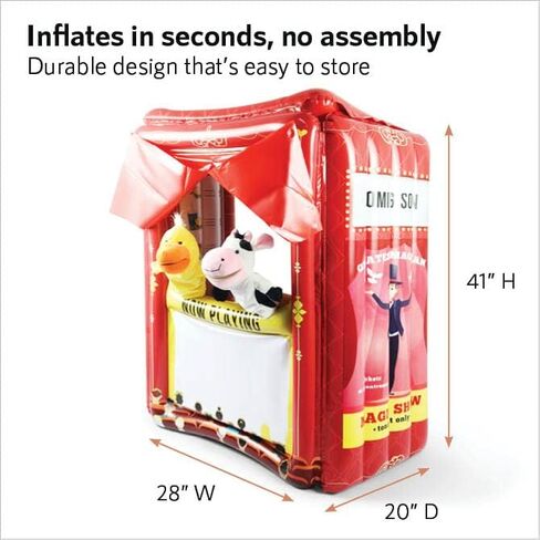 Upper Midland Products Inflatable Puppet Theater and Drive Thru - Puppet Show Theater for Kids with Dry Erase Board - Puppet Show for Kids- Reversible Toddler Drive Thru Play - 28" x 20" x 41"Inches in Saudi Arabia