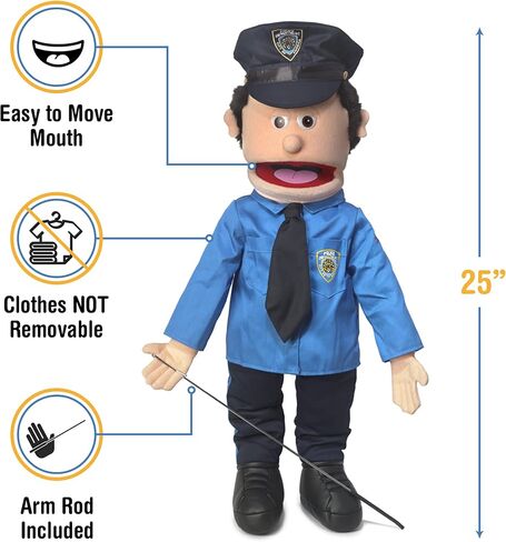 25" Policeman, Peach Male, Full Body, Ventriloquist Style Puppet in Saudi Arabia
