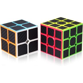 مجموعة مكعبات السرعة روكسيندا، مجموعة مكعبات السرعة المكونة من 2 × 2 × 2 و3 × 3 × 3 مكعب مجموعة المكعب السحري بسلاسة للأطفال والمراهقين والبالغين [عبوة من قطعتين] (بدون ملصق)