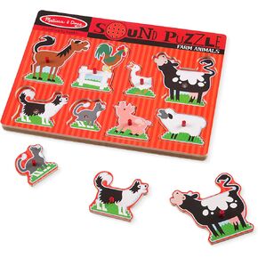 Melissa & Doug Vehicles Sound Puzzle - Wooden Peg Puzzle With Light-Activated Sound Effects (8 pcs) Puzzles for Toddlers, Wooden Puzzles For Kids Ages 2+