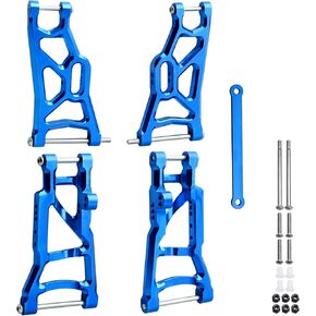 4PCS Aluminum Front & Rear Suspension A-Arms Set and Tie Bar for 1/10 Traxxas Slash 2WD Upgrades Parts, Replacement of 2555 3631 2532 (Blue)