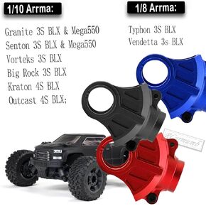 جزء ترقيات غطاء غطاء مختلف من سبيكة Rcarmumb لـ 1/10 Arrma Granite/Senton/Vorteks/Big Rock 3S BLX &Mega550،1/10 Outcast/Kraton 4S BLX 4WD، 1/8 Vendetta/Typhon 3s blx&Mega550، أسود in Kuwait