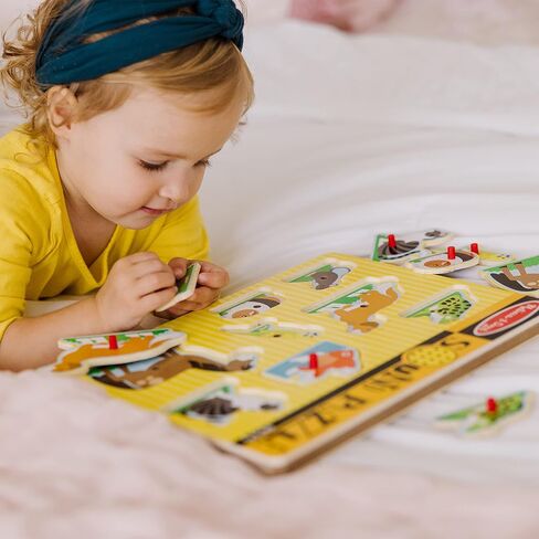 Melissa & Doug Vehicles Sound Puzzle - Wooden Peg Puzzle With Light-Activated Sound Effects (8 pcs) Puzzles for Toddlers, Wooden Puzzles For Kids Ages 2+ in Saudi Arabia
