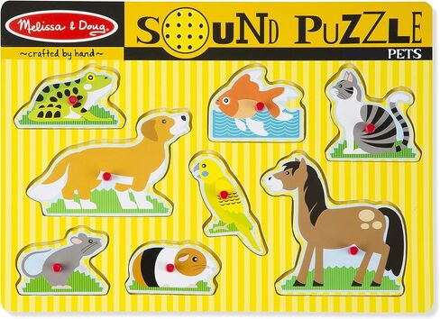 Melissa & Doug Vehicles Sound Puzzle - Wooden Peg Puzzle With Light-Activated Sound Effects (8 pcs) Puzzles for Toddlers, Wooden Puzzles For Kids Ages 2+ in Saudi Arabia