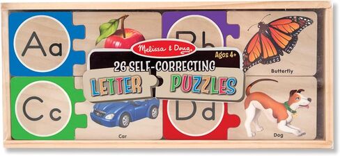 Melissa & Doug Self-Correcting Alphabet Wooden Puzzles With Storage Box (52 pcs) - ABC Puzzles, Wooden Alphabet Puzzle For Kids Ages 4+ in Saudi Arabia