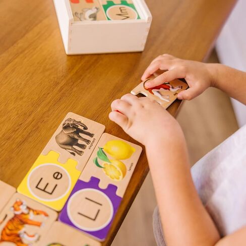 Melissa & Doug Self-Correcting Alphabet Wooden Puzzles With Storage Box (52 pcs) - ABC Puzzles, Wooden Alphabet Puzzle For Kids Ages 4+ in Saudi Arabia