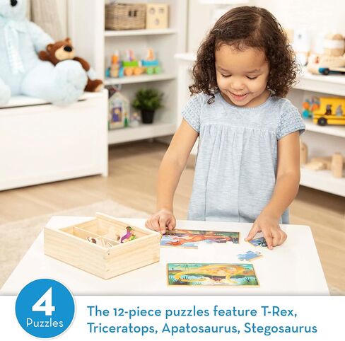 ألغاز الصور المقطوعة الخشبية 4 في 1 من ميليسا آند دوغ في صندوق تخزين (48 قطعة) - ألغاز الأطفال الصغار وشاحنات الإطفاء للأطفال من عمر 3 سنوات فما فوق - مواد معتمدة من مجلس رعاية الغابات (FSC) in Kuwait
