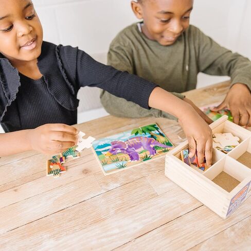 ألغاز الصور المقطوعة الخشبية 4 في 1 من ميليسا آند دوغ في صندوق تخزين (48 قطعة) - ألغاز الأطفال الصغار وشاحنات الإطفاء للأطفال من عمر 3 سنوات فما فوق - مواد معتمدة من مجلس رعاية الغابات (FSC) in Kuwait