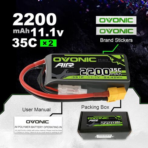 OVONIC 3s Lipo Battery 35C 2200mAh 11.1V Lipo Battery with XT60 Connector for Airplane RC Quadcopter Helicopter FPV Drone (1pcs) in Saudi Arabia
