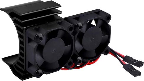 HobbyPark ألومنيوم 540 محرك بالوعة الحرارة مع مراوح تبريد مزدوجة تناسب 550 3650 حجم محرك محرك بدون فرشاة لـ 1/10 RC سيارة شاحنة عربات التي تجرها الدواب الزاحف (أحمر) in Saudi Arabia