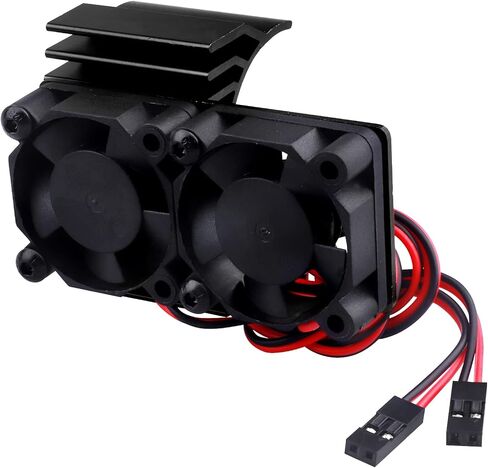 HobbyPark ألومنيوم 540 محرك بالوعة الحرارة مع مراوح تبريد مزدوجة تناسب 550 3650 حجم محرك محرك بدون فرشاة لـ 1/10 RC سيارة شاحنة عربات التي تجرها الدواب الزاحف (أحمر) in Saudi Arabia