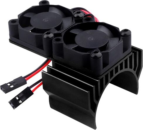 HobbyPark ألومنيوم 540 محرك بالوعة الحرارة مع مراوح تبريد مزدوجة تناسب 550 3650 حجم محرك محرك بدون فرشاة لـ 1/10 RC سيارة شاحنة عربات التي تجرها الدواب الزاحف (أحمر) in Saudi Arabia