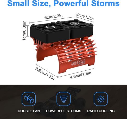 Hobby Twin RC Car Motor Cooling Fans - Metal Cover Heatsink Fit for 1/8 1/7 RC Car 40mm 42mm Brushless Motors in Kuwait