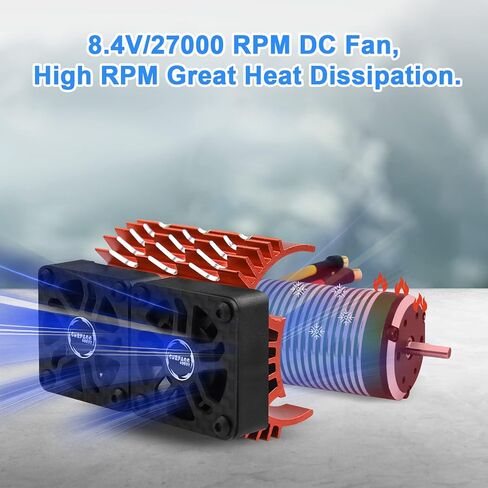 Hobby Twin RC Car Motor Cooling Fans - Metal Cover Heatsink Fit for 1/8 1/7 RC Car 40mm 42mm Brushless Motors in Kuwait