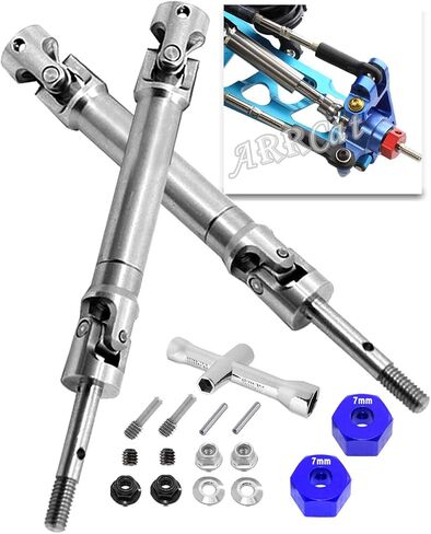قطعتان من عمود المحرك الخلفي من الفولاذ المقاوم للصدأ CVD جزء ترقيات لـ 1/10 Stampede VXL 4X4 2WD، Rustler VXL 4X4 2WD، Slash VXL 4X4 2WD، Hoss VXL 4X4 2WD، عمود محرك ARRCat #45 مع سداسي، أسود in Kuwait