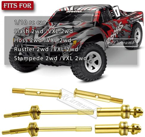 Rcarmumb RC Upgrades Part Drive Shaft CVD for 1/10 Slash VXL 2WD,Stampede VXL 2WD,Rustler VXL 2WD,Hoss VXL,Stainless Steel #45 Drive Shaft Front Axles with Red Hex,Gold in Saudi Arabia