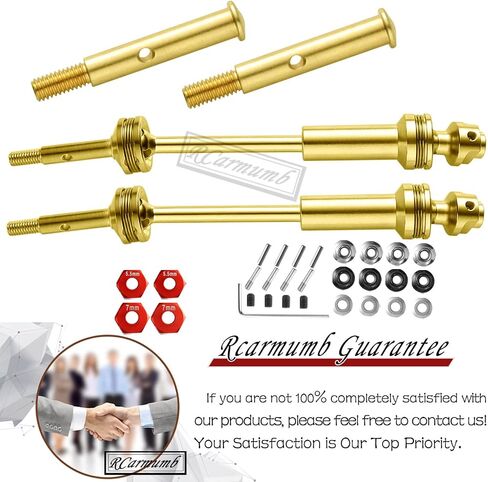 Rcarmumb RC Upgrades Part Drive Shaft CVD for 1/10 Slash VXL 2WD,Stampede VXL 2WD,Rustler VXL 2WD,Hoss VXL,Stainless Steel #45 Drive Shaft Front Axles with Red Hex,Gold in Saudi Arabia