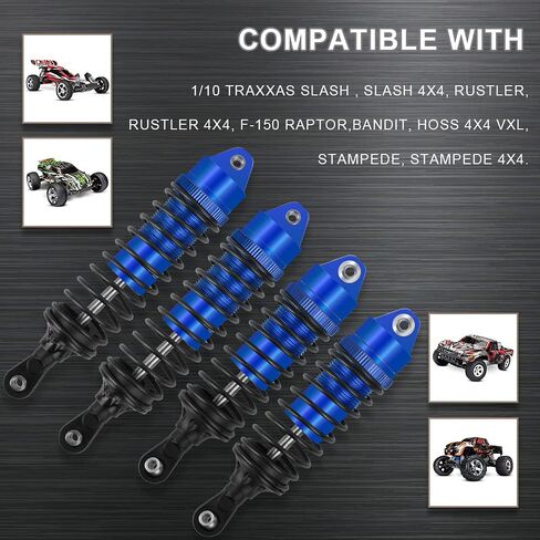 GLOBACT 4PCS Aluminum Front & Rear RC Shocks for 1/10 RC Truck Slash 2WD/4x4 shocks Rustler 4X4 Stampede 4X4 Hoss 4X4 RC Car Replace 5862 (Red) in Saudi Arabia