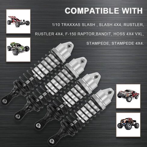 GLOBACT 4PCS Aluminum Front & Rear RC Shocks for 1/10 RC Truck Slash 2WD/4x4 shocks Rustler 4X4 Stampede 4X4 Hoss 4X4 RC Car Replace 5862 (Red) in Kuwait