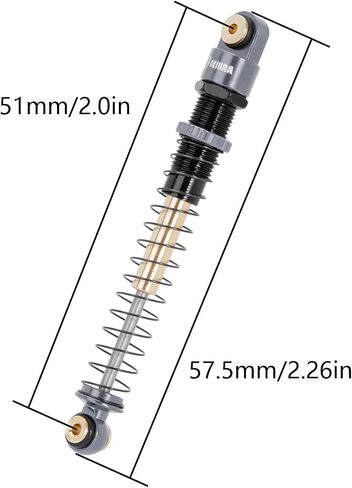 INJORA 51 مم صدمات طويلة السفر ملولبة مزدوجة الأسطوانة لمحور AX24 SCX24 ترقية 1/24 RC الزاحف (ذهبي) in Kuwait