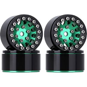 INJORA 1.0 Wheel Rims RC Metal Beadlock Wheels Rims for All 1/24 Scale Axial SCX24 Deadbolt RC Crawler Car Upgrades Accessories(Black&Grey)